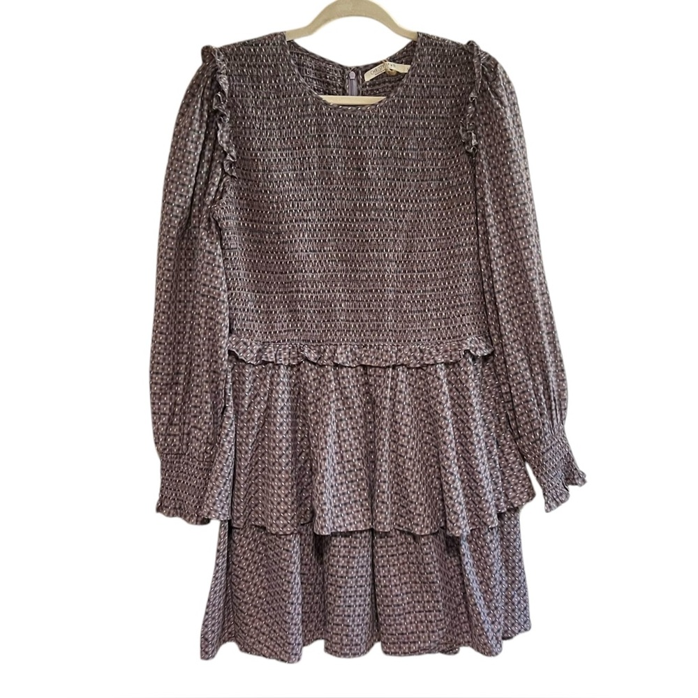 Christy Dawn Peasant Smocked Ruffle The Cecelie Dress Winter Garden Plaid Sz L